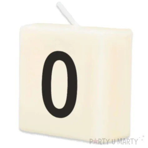 swieca literki i znaki cyfra 0 bialy pd party 40x20 mm