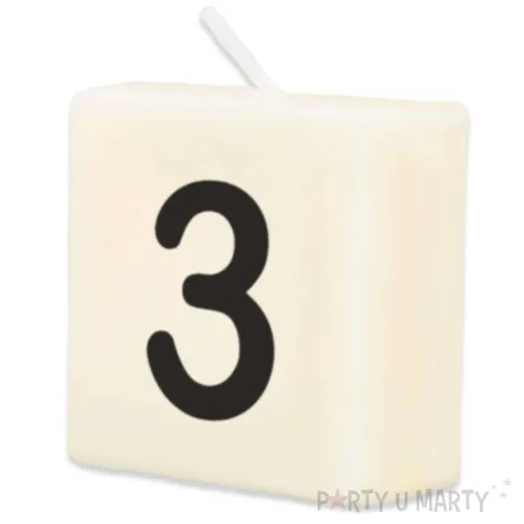swieca literki i znaki cyfra 3 bialy pd party 40x20 mm