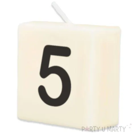 swieca literki i znaki cyfra 5 bialy pd party 40x20 mm