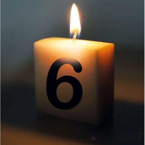 swieca literki i znaki cyfra 6 bialy pd party 40x20 mm