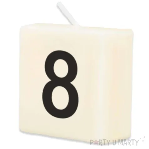 swieca literki i znaki cyfra 8 bialy pd party 40x20 mm