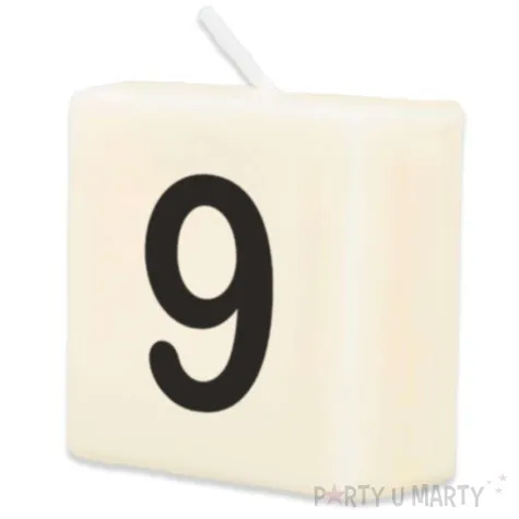 swieca literki i znaki cyfra 9 bialy pd party 40x20 mm