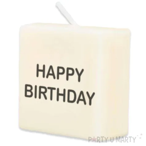 swieca literki i znaki happy birthday bialy pd party 40x20 mm