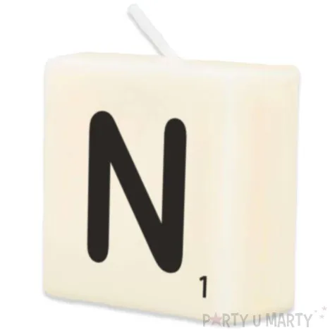 swieca literki i znaki litera n bialy pd party 40x20 mm