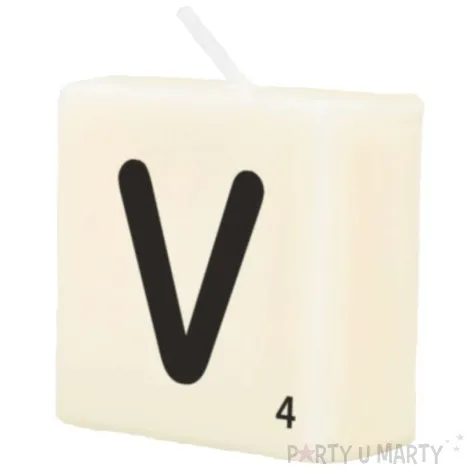 swieca literki i znaki litera v bialy pd party 40x20 mm