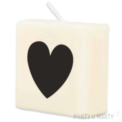 swieca literki i znaki serce czarne bialy pd party 40x20 mm