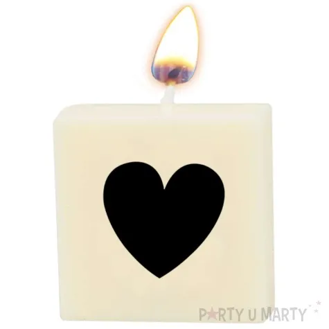 swieca literki i znaki serce czarne bialy pd party 40x20 mm