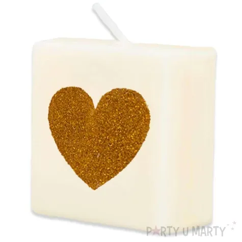 swieca literki i znaki serce zlote bialy pd party 40x20 mm