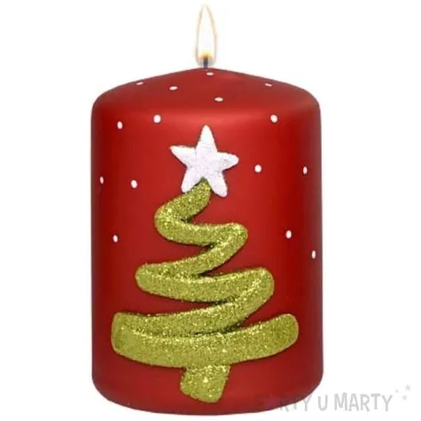 swieca pienkowa choinka magiczna czerwona adpal 100 70 mm
