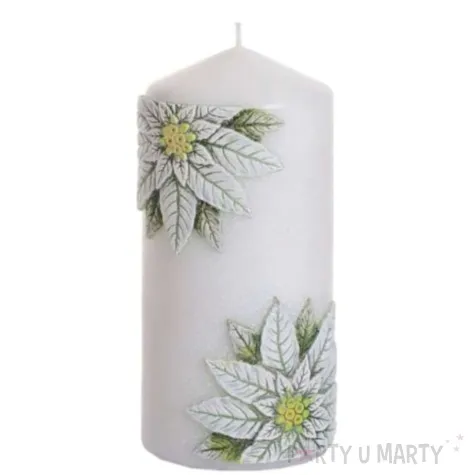 swieca pienkowa christmas flower kwiaty poinsencji biala bartek candles 130 60 mm