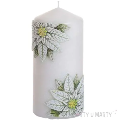 swieca pienkowa christmas flower kwiaty poinsencji biala bartek candles 150 70 mm