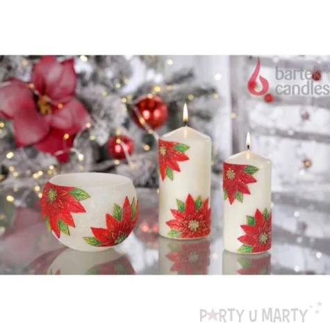 swieca pienkowa christmas flower kwiaty poinsencji czerwona bartek candles 130 60 mm