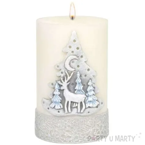 swieca pienkowa renifer dioda led bialo szara adpal 115 70 mm