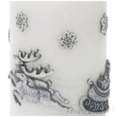 swieca pienkowa renifery ciagnace sanie biala bartek candles 150 70 mm