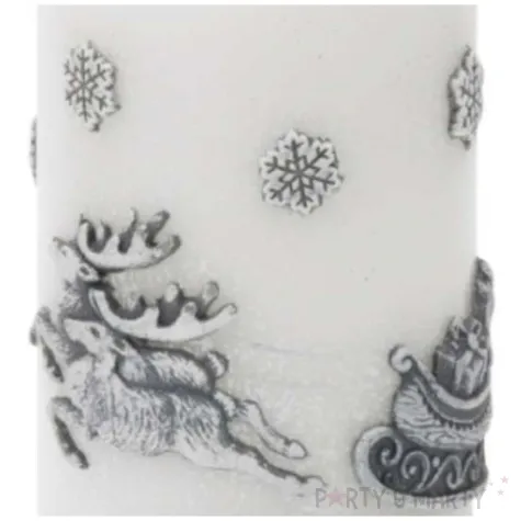 swieca pienkowa renifery ciagnace sanie biala bartek candles 50 100 mm