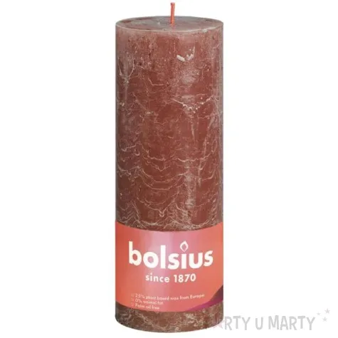 swieca pienkowa rustic brazowy zamszowy bolsius 190 68 mm
