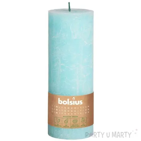 swieca pienkowa rustic divine earth turkusowa bolsius 190 68 mm