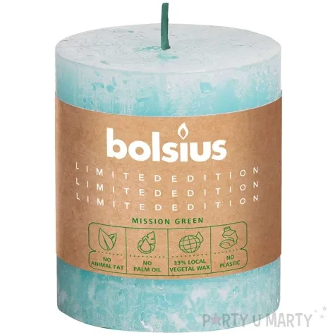 swieca pienkowa rustic divine earth turkusowa bolsius 80 68 mm