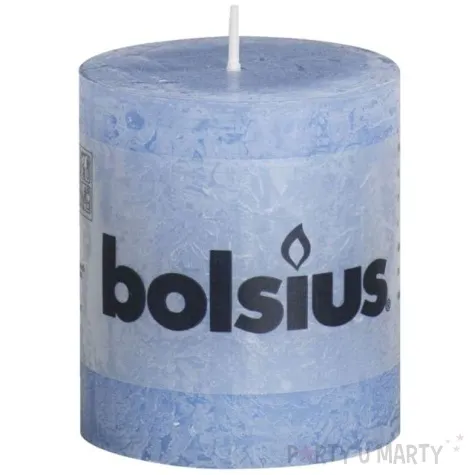 swieca pienkowa rustic niebieska jeansowa bolsius 80 68 mm