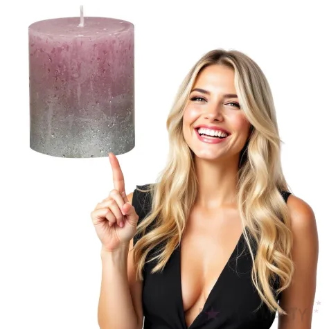 swieca pienkowa rustic ombre rozowo srebrna bolsius 80 68 mm