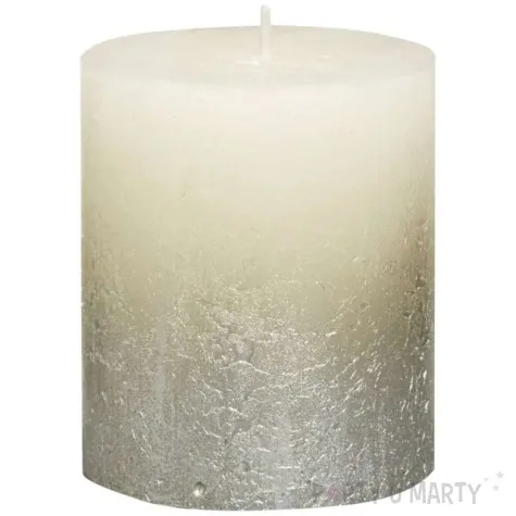 swieca pienkowa rustic ombre srebrno kremowa bolsius 80 68 mm