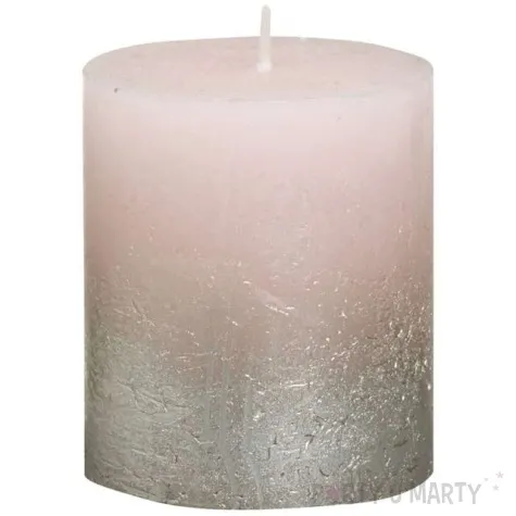 swieca pienkowa rustic ombre srebrno rozowa bolsius 80 68 mm