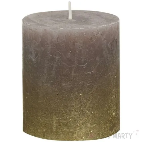 swieca pienkowa rustic ombre taupe zloto bolsius 80 68 mm