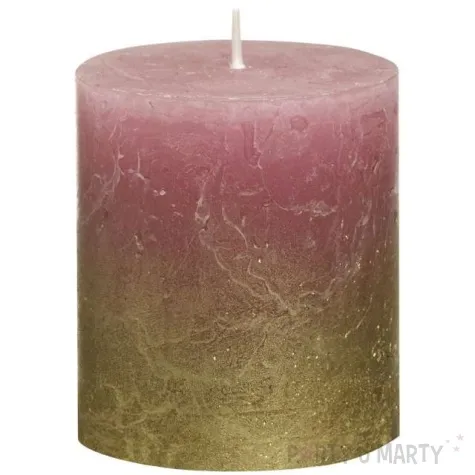 swieca pienkowa rustic ombre zloto rozowa bolsius 80 68 mm