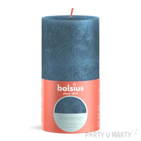 swieca pienkowa rustic shimmer blue bolsius 130 68 mm