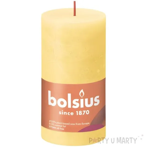 swieca pienkowa rustic sloneczny zolty bolsius 130 68 mm
