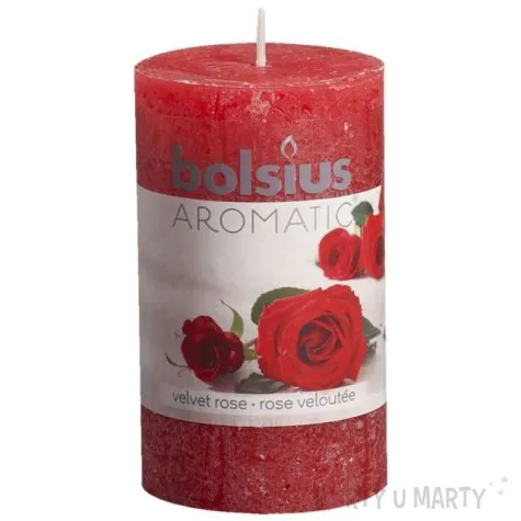 swieca pienkowa rustic zapach czerwonej rozy czerwona bolsius 100 58 mm