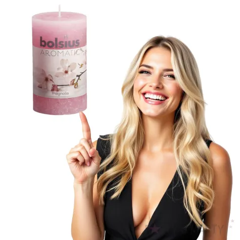 swieca pienkowa rustic zapach magnolii rozowa bolsius 100 58 mm