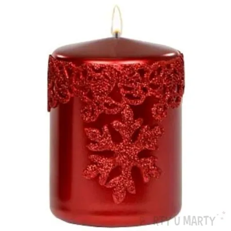 swieca pienkowa sniezynka czerwona adpal 100 70 mm