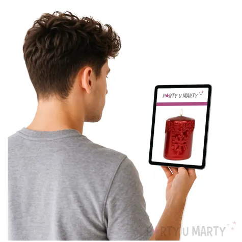 swieca pienkowa sniezynka czerwona adpal 100 70 mm