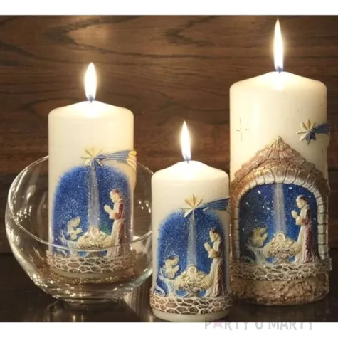 swieca pienkowa szopka bozonarodzeniowa bartek candles 70 150 mm
