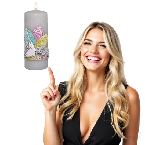 swieca pienkowa wielkanoc kolorowe pisanki szara adpal 150 58 mm