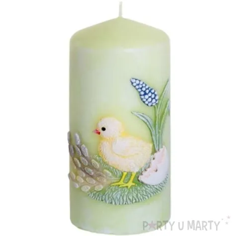 swieca pienkowa wielkanoc z kurczakiem seledynowy bartek candles 100 mm