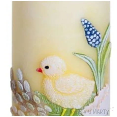swieca pienkowa wielkanoc z kurczakiem zolty bartek candles 100 mm
