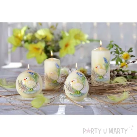 swieca pienkowa wielkanoc z kurczakiem zolty bartek candles 100 mm