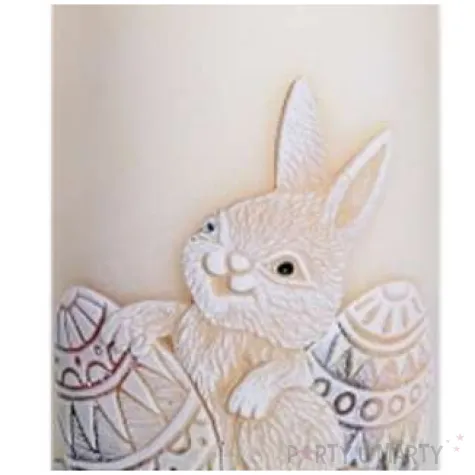 swieca pienkowa wielkanoc z zajaczkiem kosc sloniowa bartek candles 130 mm