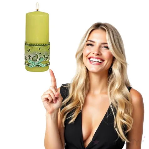 swieca pienkowa wielkanocna koronka zielona adpal 150 58 mm