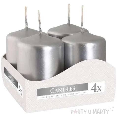 swieca pienkowa wotywna srebrna metaliczna aura 60 38 mm 4 szt