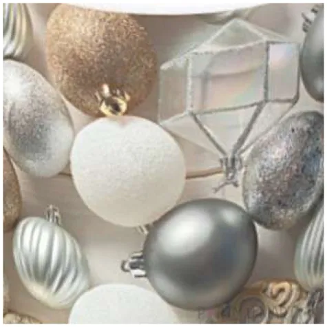 swieca pienkowa zlote i srebrne bombki paw 120 100mm