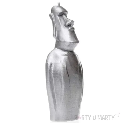 swieca posag moai srebrny metalik candellana