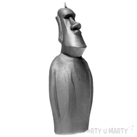 swieca posag moai stalowy metalik candellana