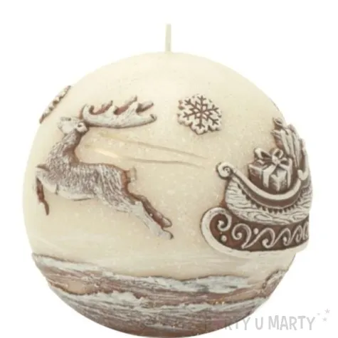 swieca renifery ciagnace sanie ecru bartek candles 80 mm