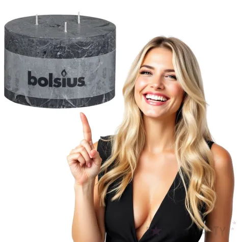 swieca rustic 3 knoty antracytowa bolsius 90 140 mm