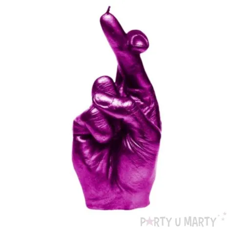 swieca skrzyzowane palce rozowy metalik candellana