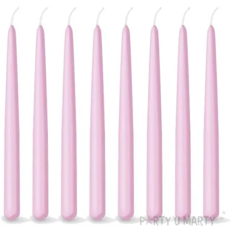 swieca stozkowa classic rozowa paw 24 cm 8 szt