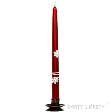 swieca stozkowa classic sniezynki czerwona adpal 29 cm